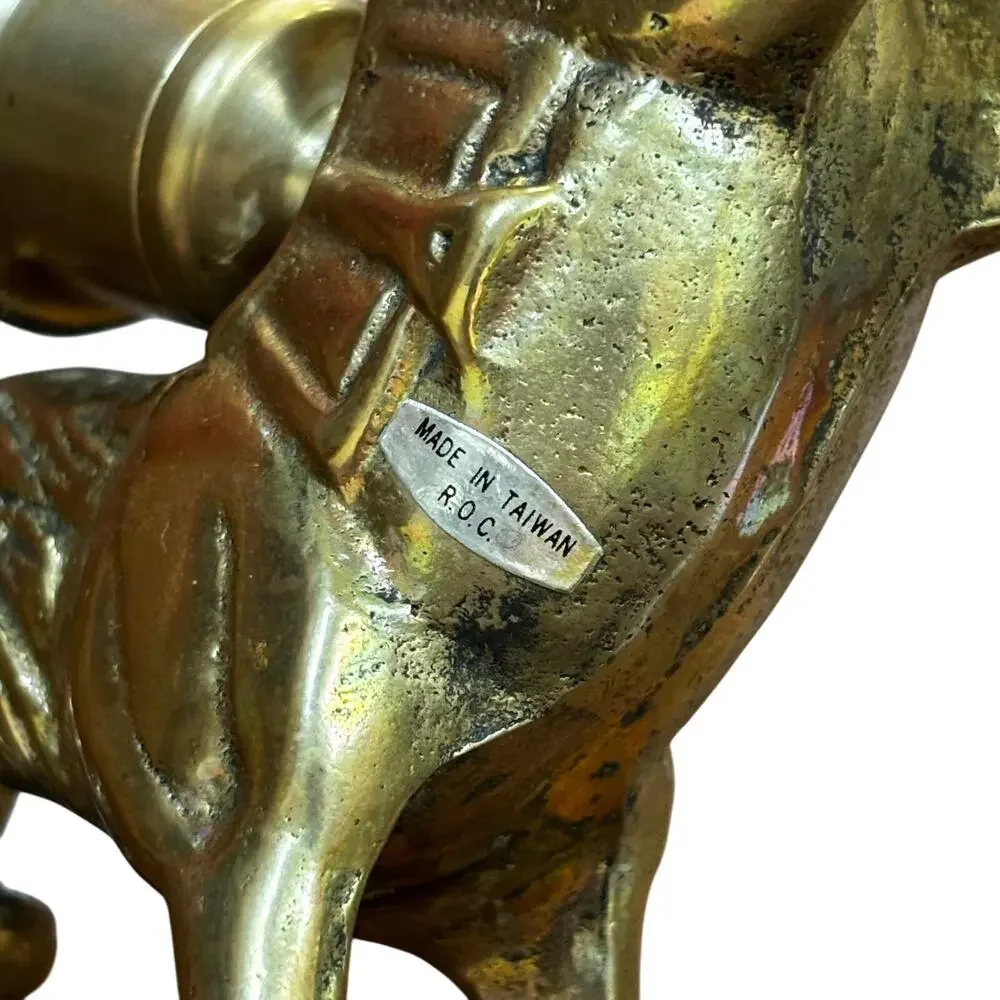 Vintage brass candle stick holder rocking horse whimsy festive holiday decor